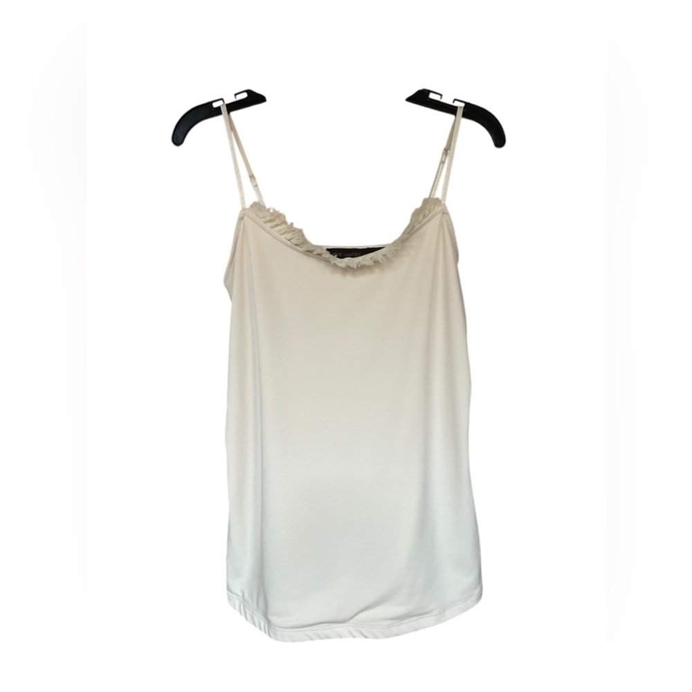 The Limited Cream White Fringe Front Lined Tank Top Dressy Office Size S